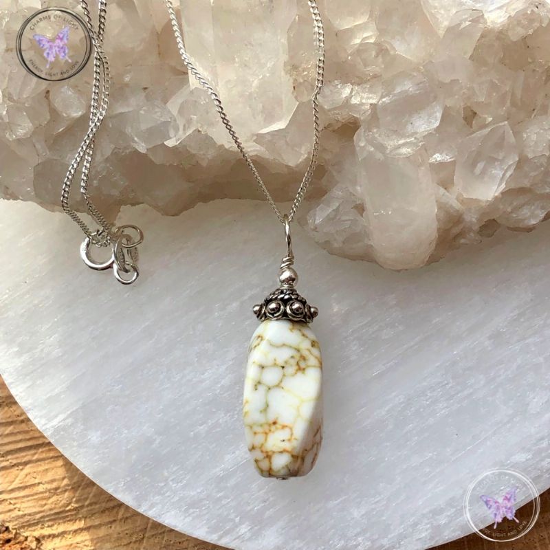 Natural Howlite & Silver Pendant